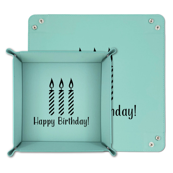 Happy Birthday Teal Faux Leather Valet Trays - PARENT MAIN