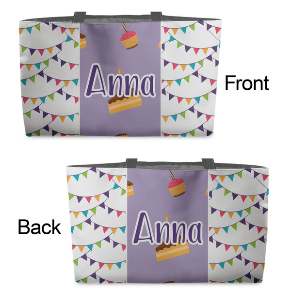 Happy Birthday Tote w/Black Handles - Front & Back Views