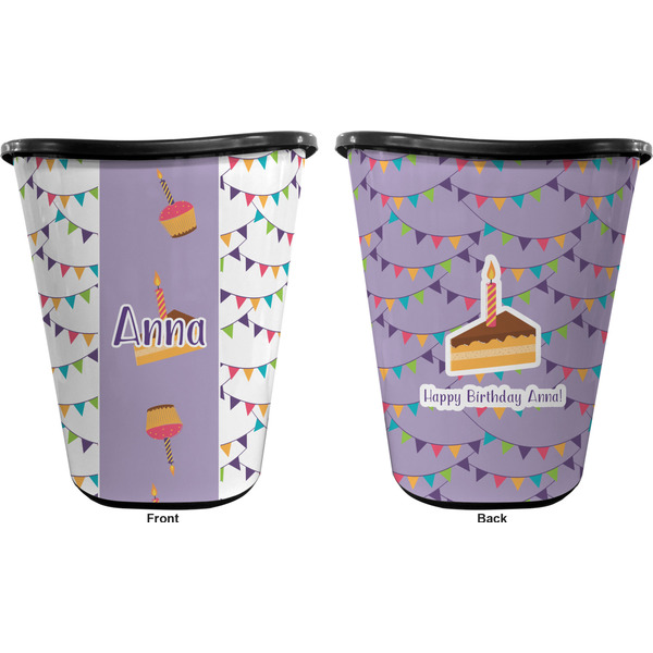 Happy Birthday Trash Can Black - Front and Back - Apvl