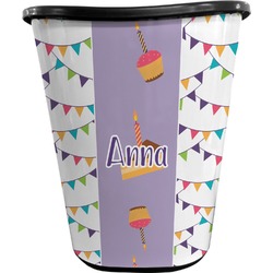 Happy Birthday Waste Basket - Single Sided (Black) (Personalized)