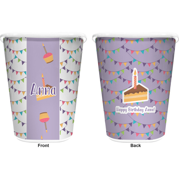 Happy Birthday Trash Can White - Front and Back - Apvl