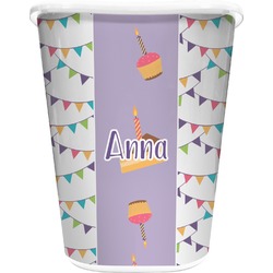 Happy Birthday Waste Basket - Double Sided (White) (Personalized)