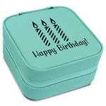 Happy Birthday Travel Jewelry Box - Teal Leather (Personalized)