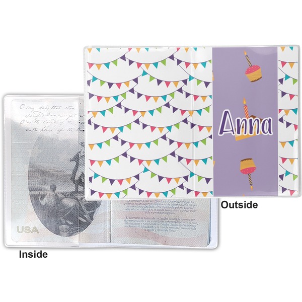 Happy Birthday Vinyl Passport Holder - Flat Front and Back