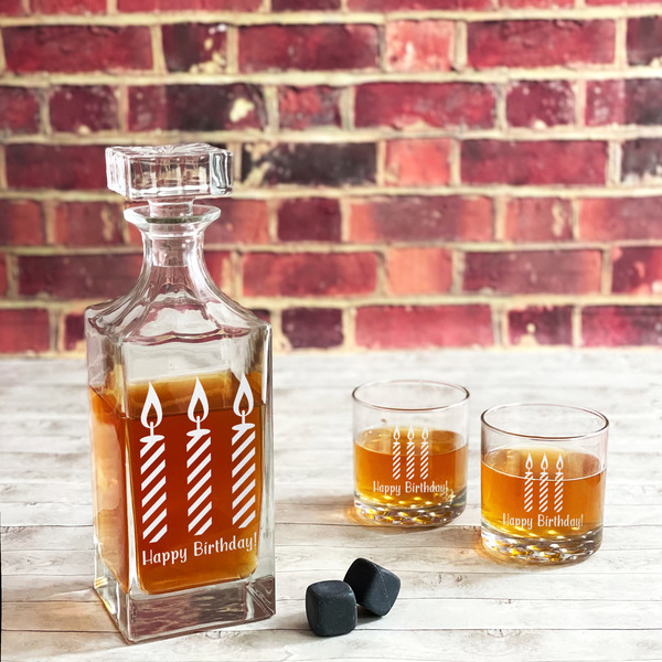 Happy Birthday Whiskey Decanters - 30oz Square - LIFESTYLE