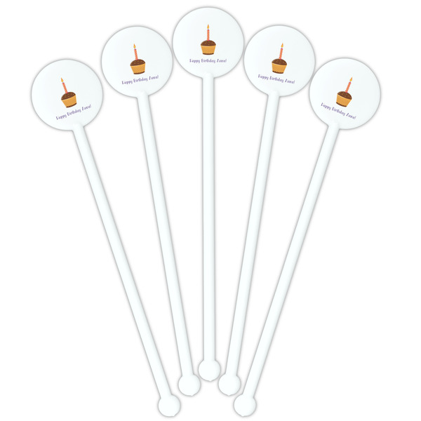 Happy Birthday White Plastic 5.5" Stir Stick - Fan View