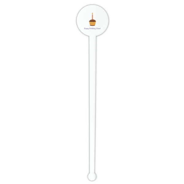 Happy Birthday White Plastic 7" Stir Stick - Round - Single Stick