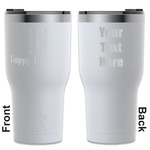 Happy Birthday RTIC Tumbler - White - Engraved Front & Back (Personalized)