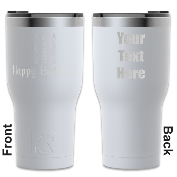 Custom Happy Birthday RTIC Tumbler - White - Engraved Front & Back (Personalized)