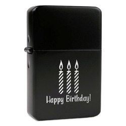 Happy Birthday Windproof Lighter - Black - Double Sided & Lid Engraved (Personalized)