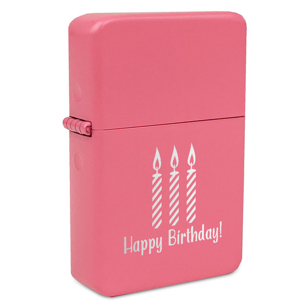 Custom Happy Birthday Windproof Lighter - Pink - Single Sided (Personalized)