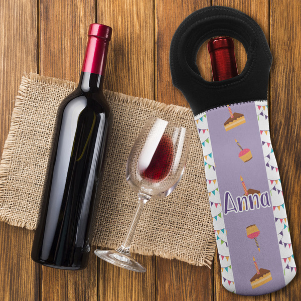 Happy Birthday Wine Tote Bag - FLATLAY