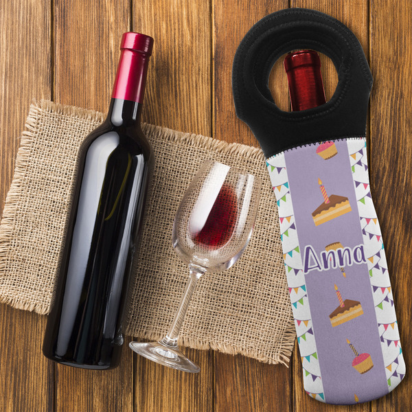 Happy Birthday Wine Tote Bag - FLATLAY