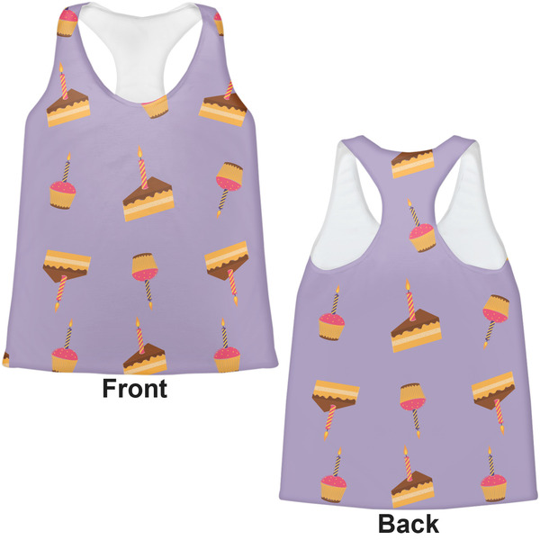 Happy Birthday Womens Racerback Tank Tops - Medium - Front and Back