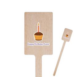 Happy Birthday 6.25" Rectangle Wooden Stir Sticks - Single Sided (Personalized)