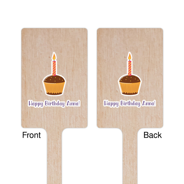 Happy Birthday Wooden 6.25" Stir Stick - Rectangular - Double Sided - Front & Back