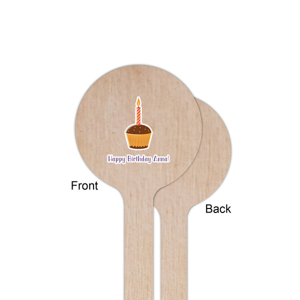 Happy Birthday Wooden 6" Stir Stick - Round - Single Sided - Front & Back