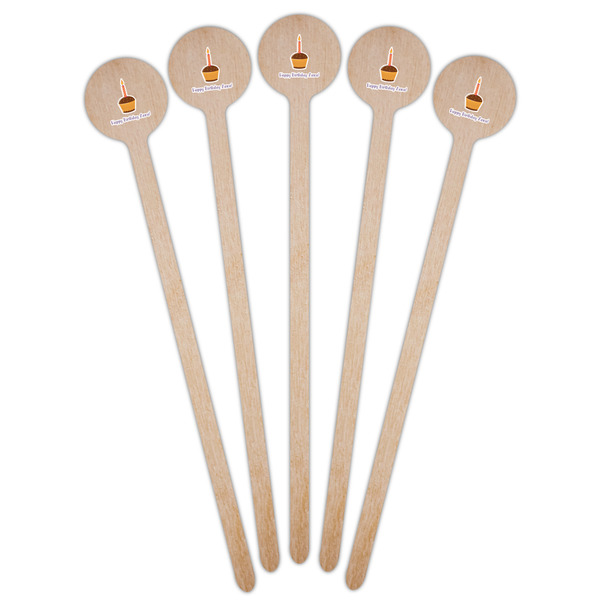Happy Birthday Wooden 7.5" Stir Stick - Round - Fan View