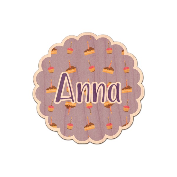 Custom Happy Birthday Genuine Maple or Cherry Wood Sticker (Personalized)