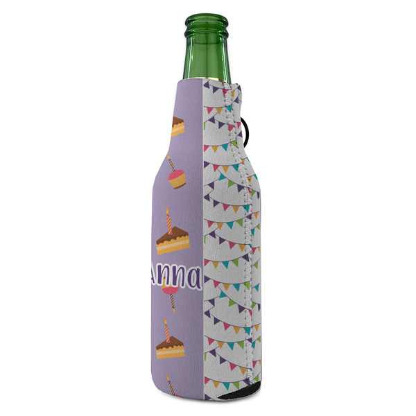 Happy Birthday Zipper Bottle Cooler - ANGLE (bottle)