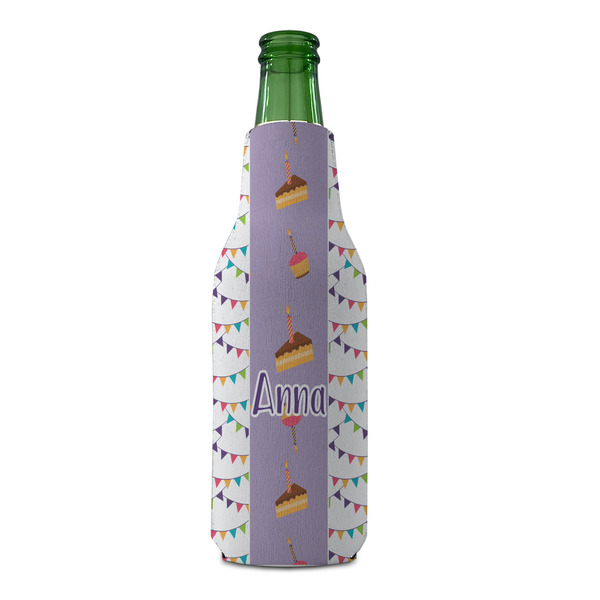 Happy Birthday Zipper Bottle Cooler - FRONT (bottle)