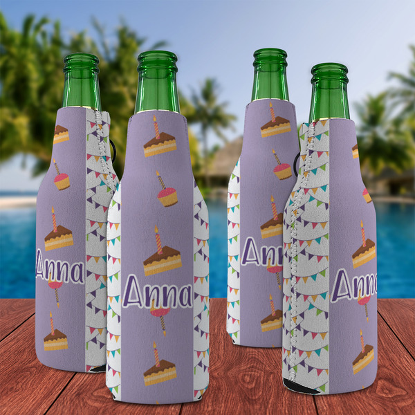 Happy Birthday Zipper Bottle Cooler - Set of 4 - LIFESTYLE