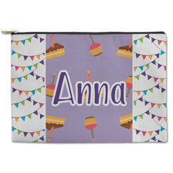 Happy Birthday Zipper Pouch - Large - 12.5"x8.5" (Personalized)