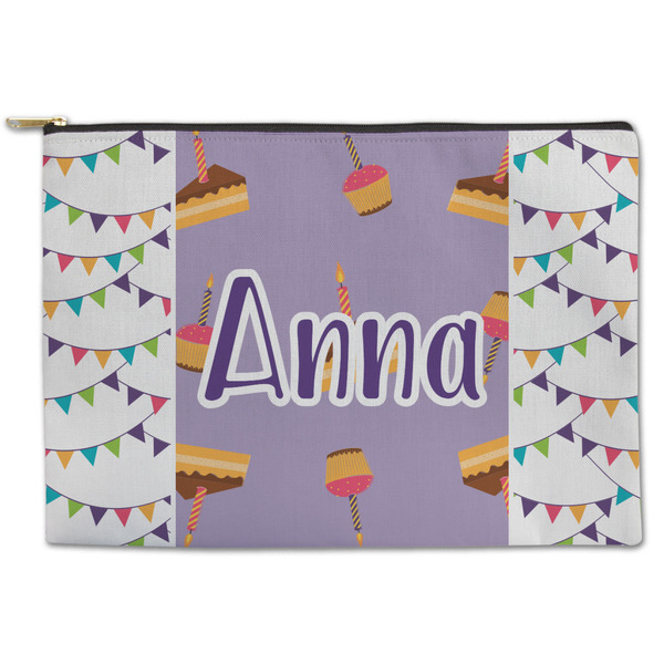 Custom Happy Birthday Zipper Pouch - Large - 12.5"x8.5" (Personalized)