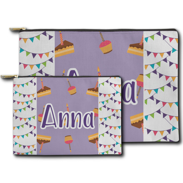 Happy Birthday Zippered Pouches - Size Comparison