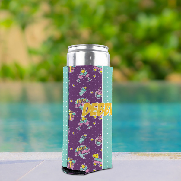 Pinata Birthday Can Cooler - Tall 12oz - In Context