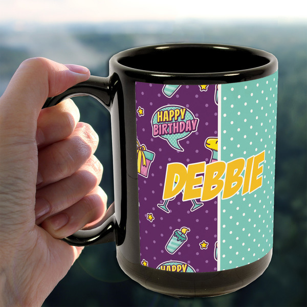 Pinata Birthday 15oz. Black Mug - LIFESTYLE