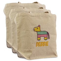 Pinata Birthday Reusable Cotton Grocery Bags - Set of 3 (Personalized)
