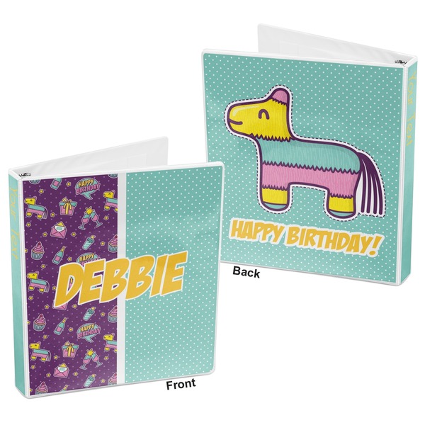 Pinata Birthday 3-Ring Binder Front and Back