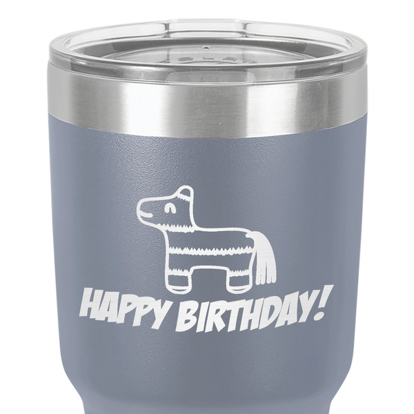 Pinata Birthday 30 oz Stainless Steel Ringneck Tumbler - Grey - Close Up