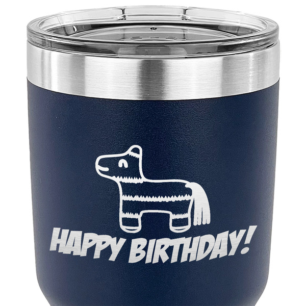 Pinata Birthday 30 oz Stainless Steel Ringneck Tumbler - Navy - CLOSE UP