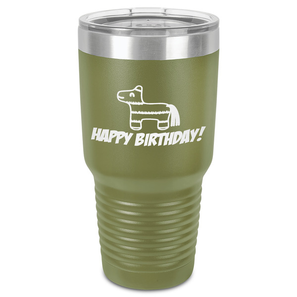 Custom Pinata Birthday 30 oz Stainless Steel Tumbler - Olive - Single-Sided (Personalized)