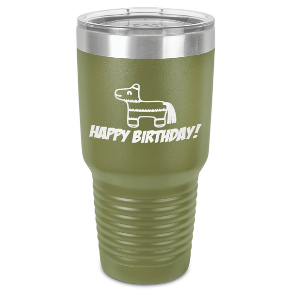 Pinata Birthday 30 oz Stainless Steel Ringneck Tumbler - Olive - Front