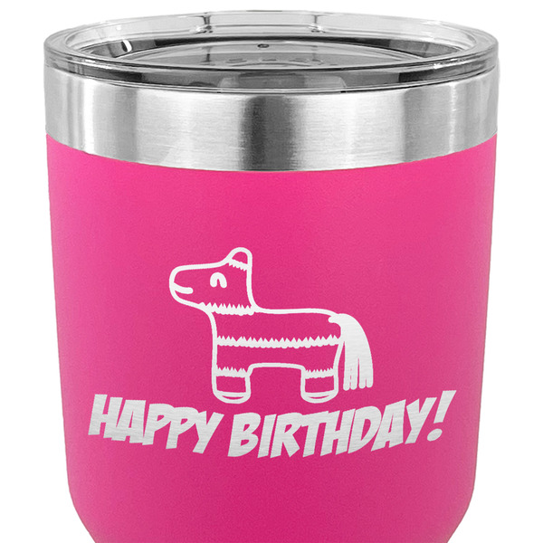 Pinata Birthday 30 oz Stainless Steel Ringneck Tumbler - Pink - CLOSE UP