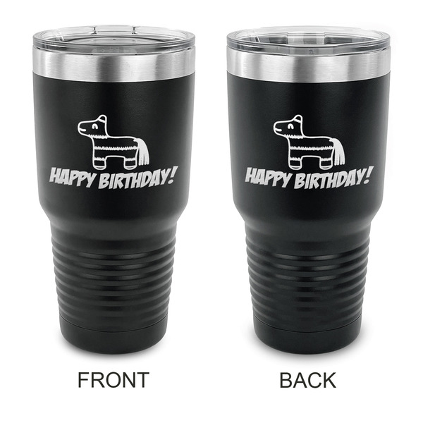 Custom Pinata Birthday 30 oz Stainless Steel Tumbler - Black - Double Sided (Personalized)