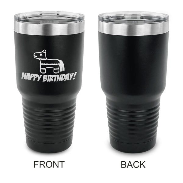 Pinata Birthday 30 oz Stainless Steel Ringneck Tumblers - Black - Single Sided - APPROVAL