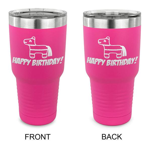Custom Pinata Birthday 30 oz Stainless Steel Tumbler - Pink - Double Sided (Personalized)