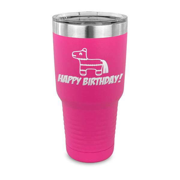 Custom Pinata Birthday 30 oz Stainless Steel Tumbler - Pink - Single Sided (Personalized)