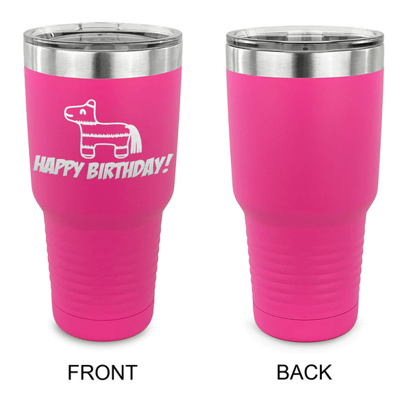 Pinata Birthday 30 oz Stainless Steel Ringneck Tumblers - Pink - Single Sided - APPROVAL