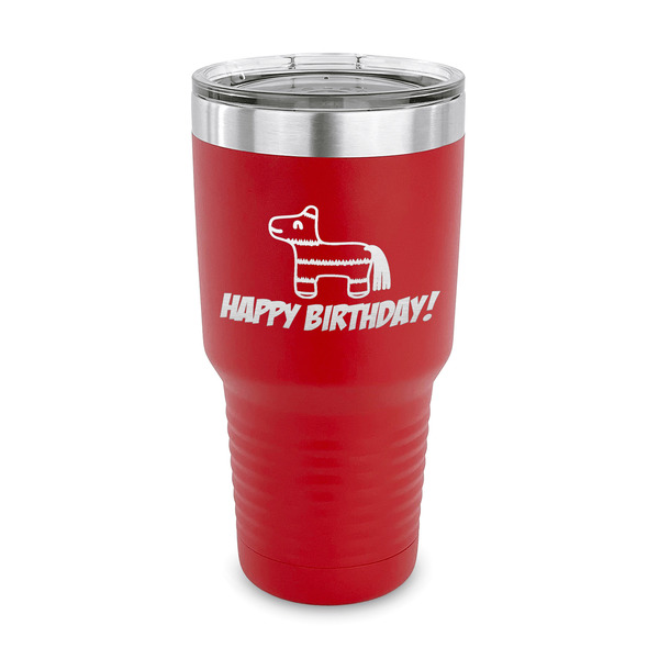 Custom Pinata Birthday 30 oz Stainless Steel Tumbler - Red - Single Sided (Personalized)
