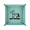 Pinata Birthday 6" x 6" Teal Leatherette Snap Up Tray - FOLDED UP