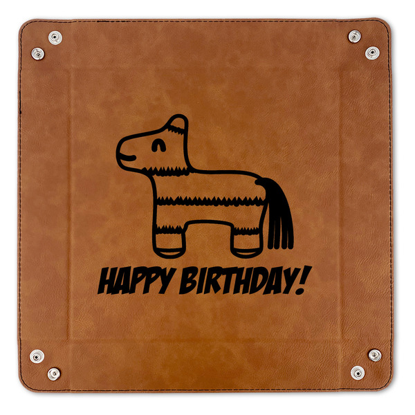 Pinata Birthday 9" x 9" Leatherette Snap Up Tray - APPROVAL (FLAT)