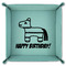 Pinata Birthday 9" x 9" Teal Leatherette Snap Up Tray - FOLDED