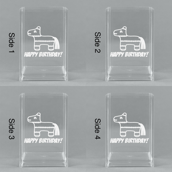 Pinata Birthday Acrylic Pen Holder - All Sides