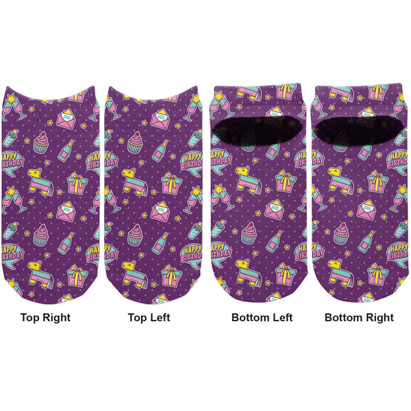 Pinata Birthday Adult Ankle Socks - Double Pair - Front and Back - Apvl