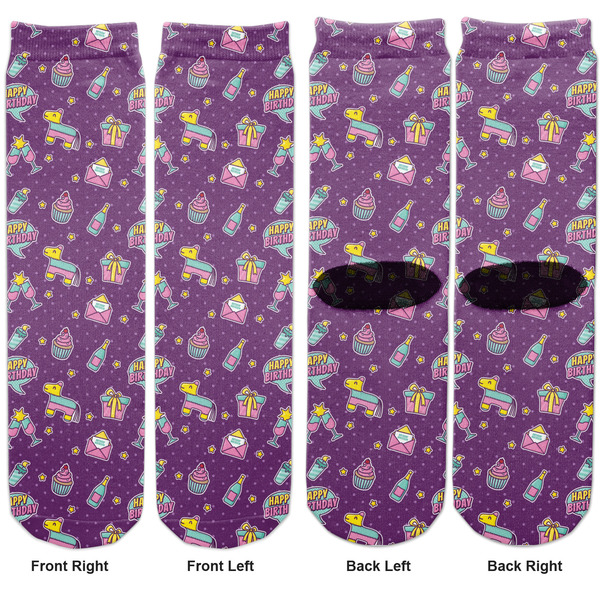 Pinata Birthday Adult Crew Socks - Double Pair - Front and Back - Apvl